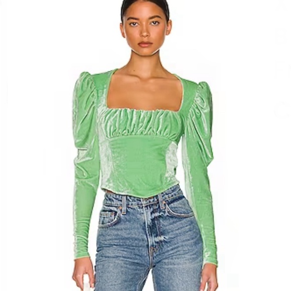 NWT Free People X REVOLVE Hold Me Velvet Top in Sage Brush Size Extra Small - Picture 1 of 8